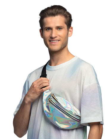 Stříbrný holografický banánový taška