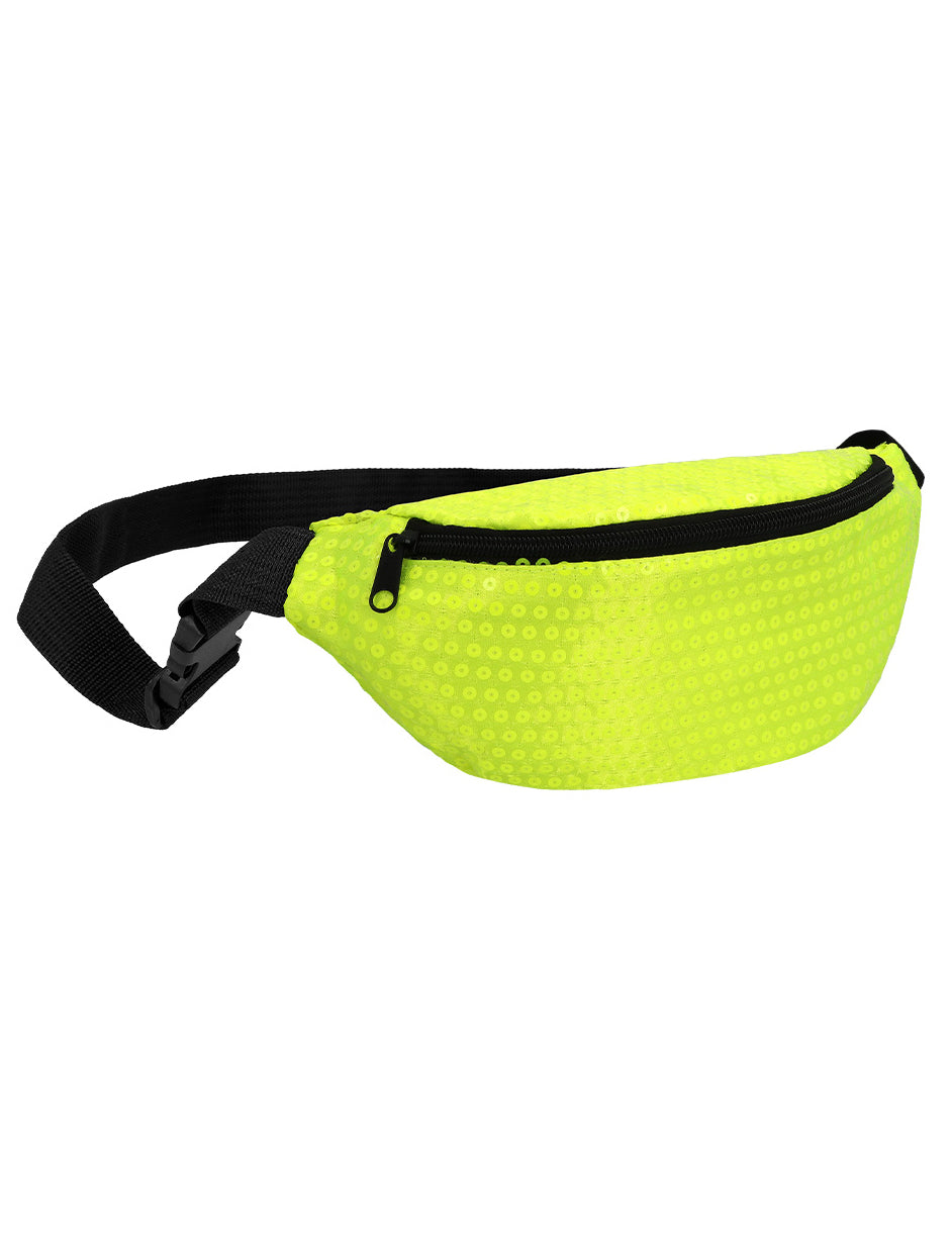 Vue de profil du sac banane jaune fluo