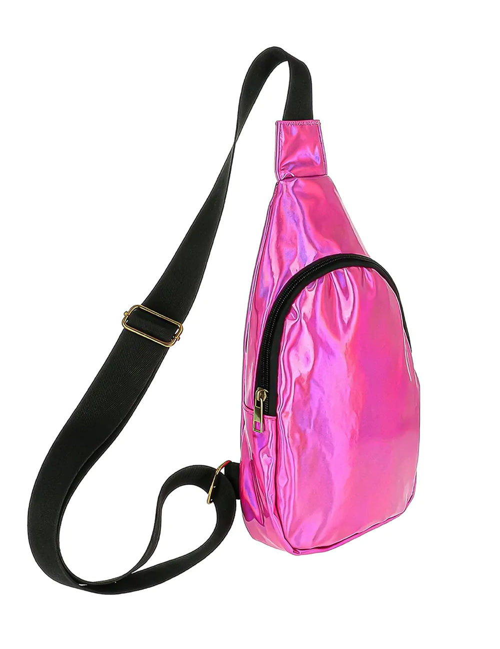 Vue de profil du sac bandoulière holographique