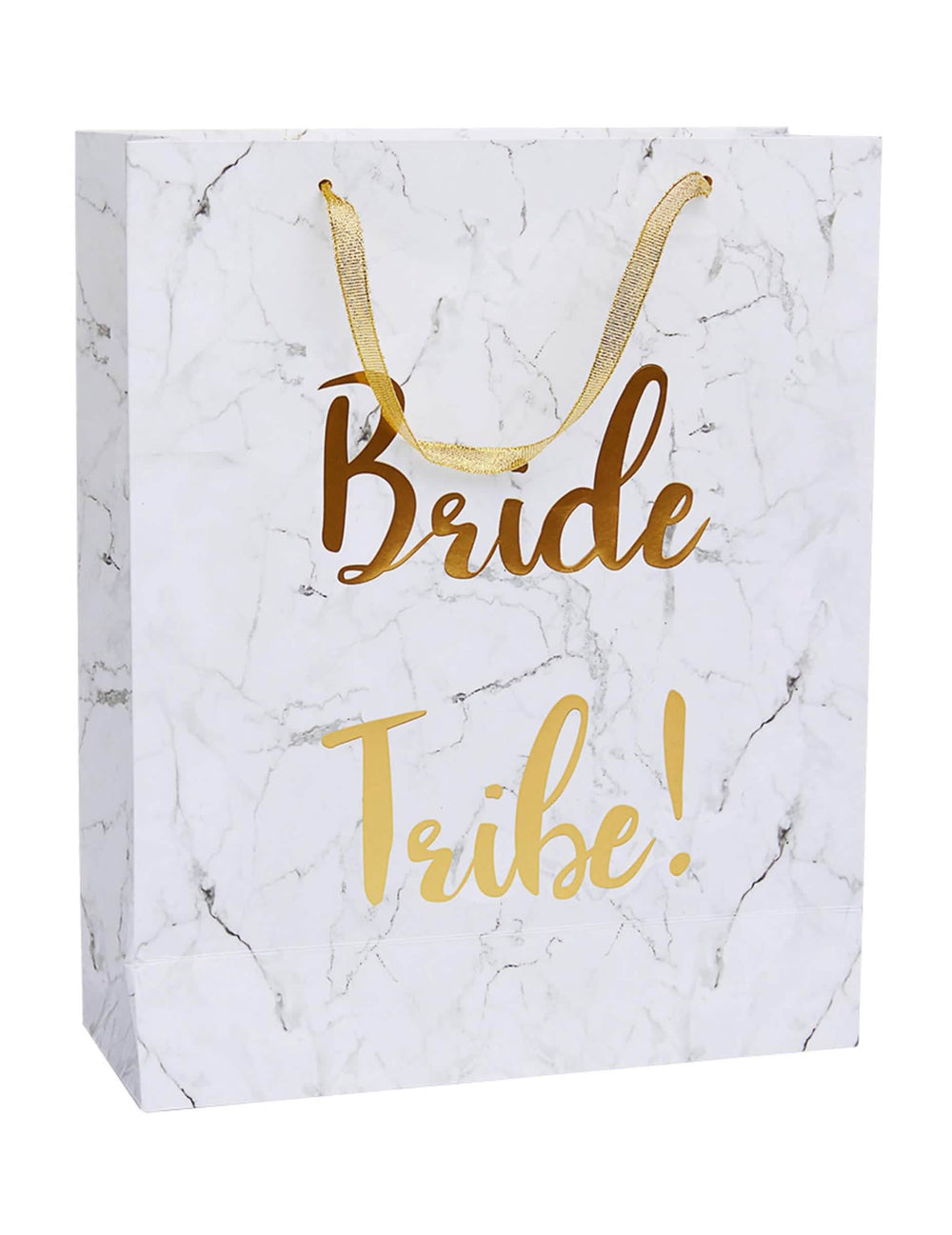 Dáreková taška Bride Tribe pro rozlučku se svobodou, bílá a zlatá mramorová