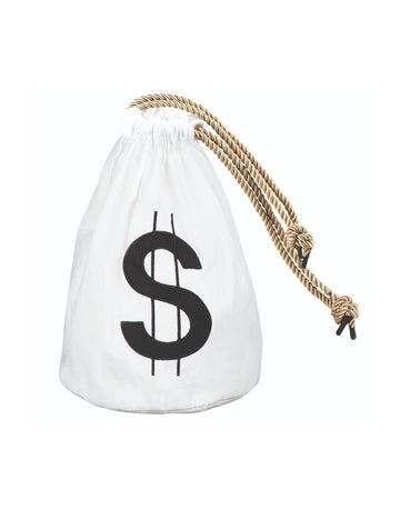 Bílá taška s dolary 29 x 20 cm