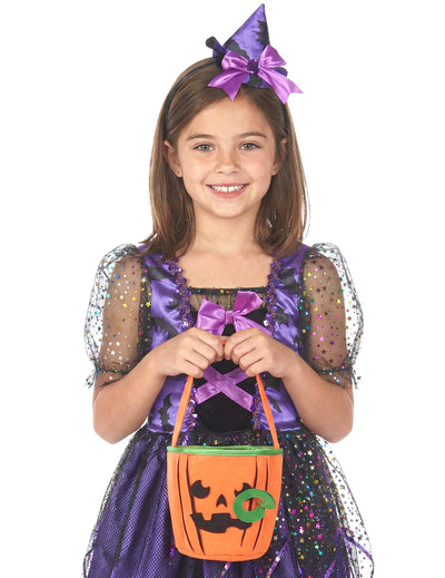 Sac Halloween citrouille terrifiante pour enfant orange et vert