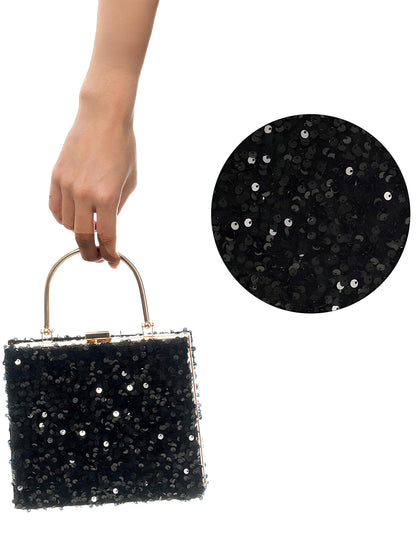 Sametová a černá flitrová taška