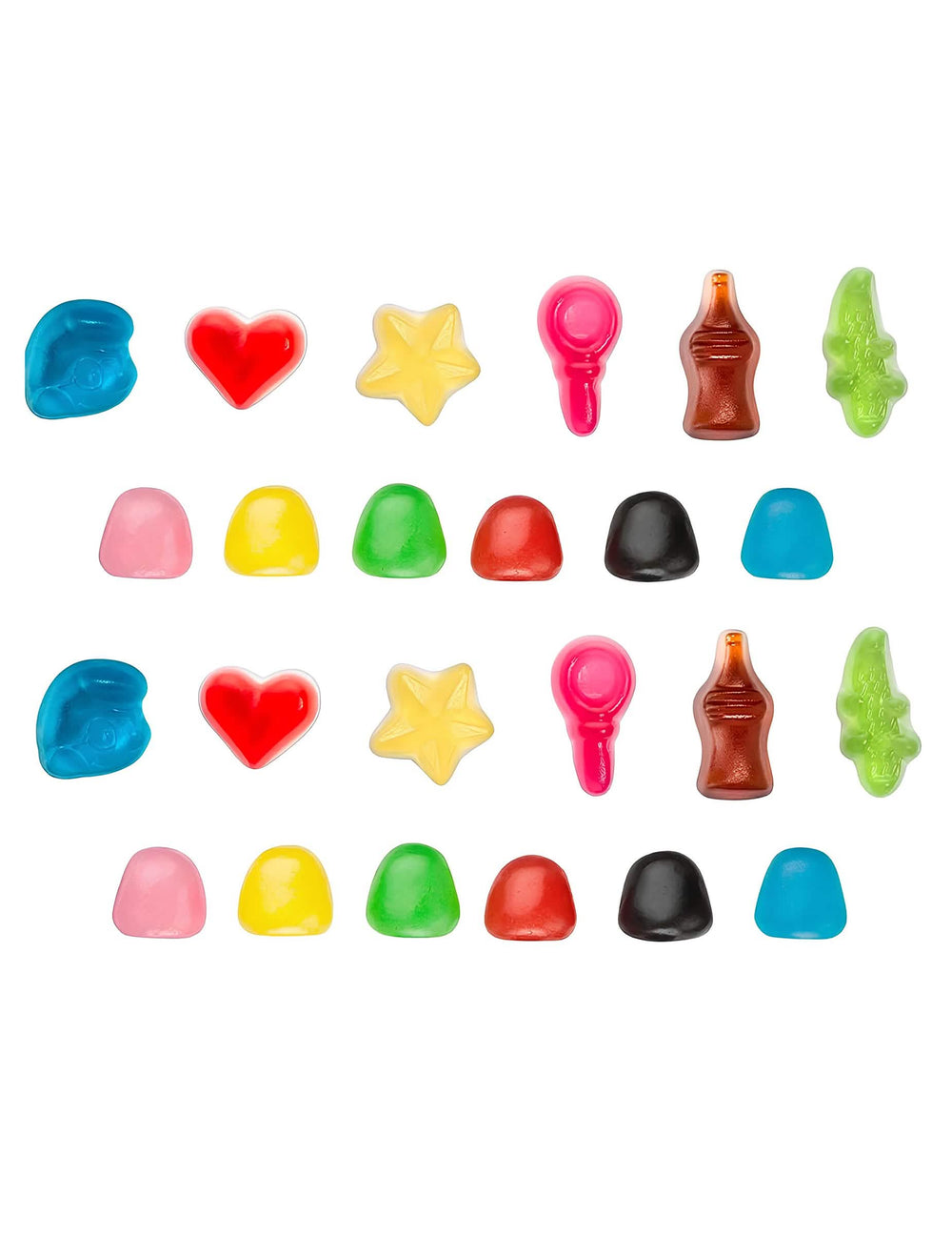 Detail různých tvarů bonbonů v sáčku bonbonů Happy'Life Haribo