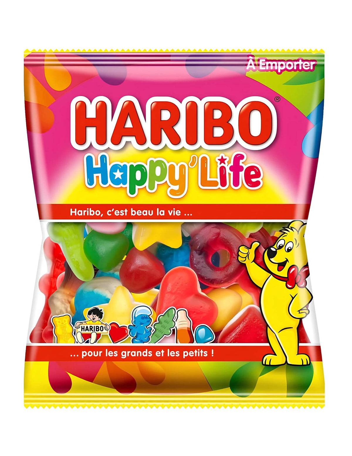 Sáček bonbony Happy'Life Haribo pro malé i velké vícebarevné 120 g