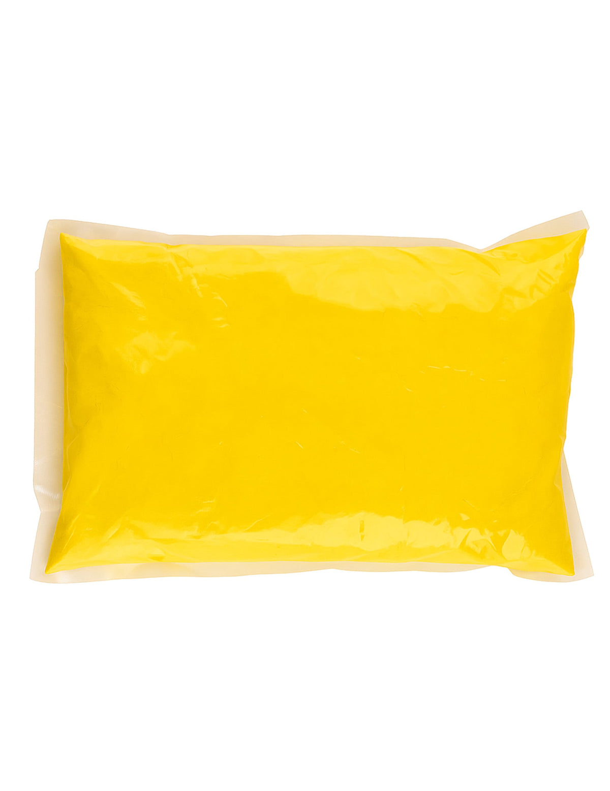 Vue de face du sachet de poudre à effet Holi jaune fluo