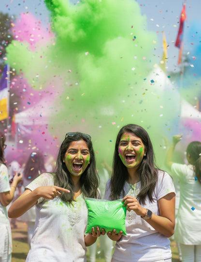 500g sáček fluorescenčně zeleného prášku s efektem Holi