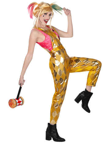 Birds of Prey™-Latzhose und Top Harley Quinn™ Kostüm für Halloween gold