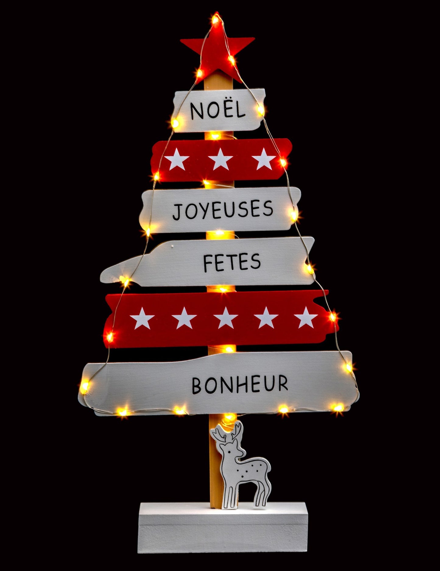 Červenobílá svítící ozdoba na stromeček 50 cm vedl