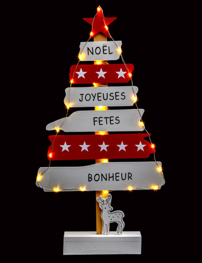 Décoration sapin lumineux de Noël pour intérieur rouge et blanc à LED