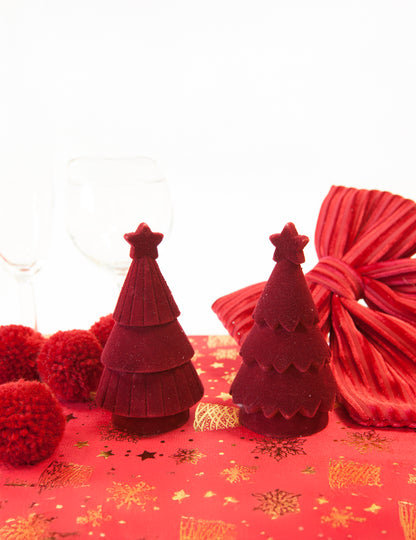 Vánoční stromeček z pryskyřice tmavě červeného sametu 11 cm, elegantní dekorace