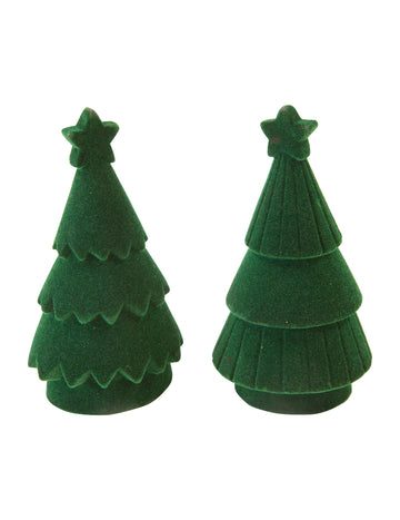 Vánoční stromeček z pryskyřice se zeleným sametovým efektem 11 cm, dekorace na stůl