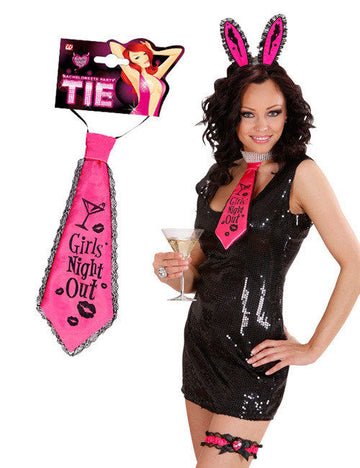 Růžová kravata pro dospělé na rozlučku se svobodou