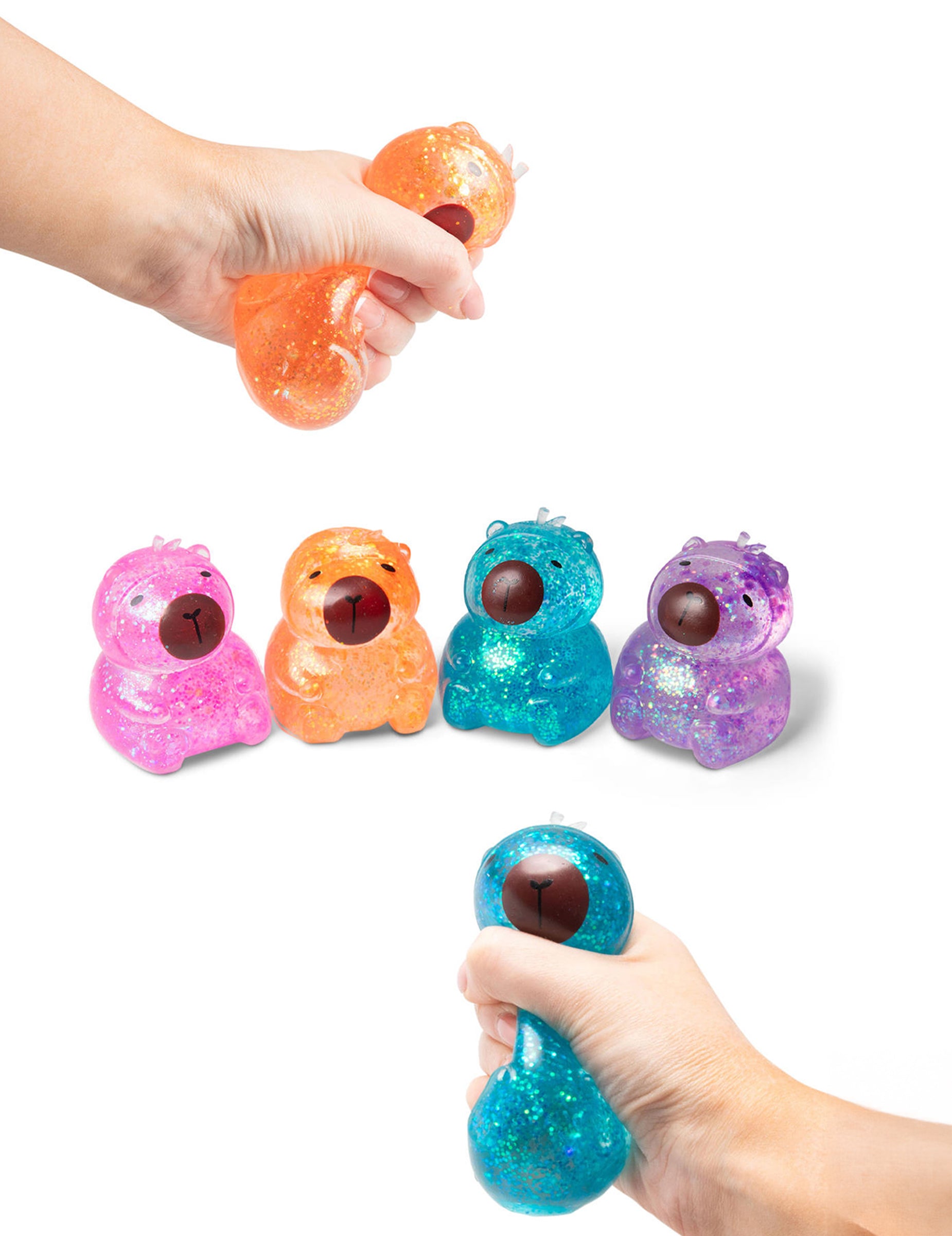 Balle anti stress capybara Scrunchems pailletée multicolore