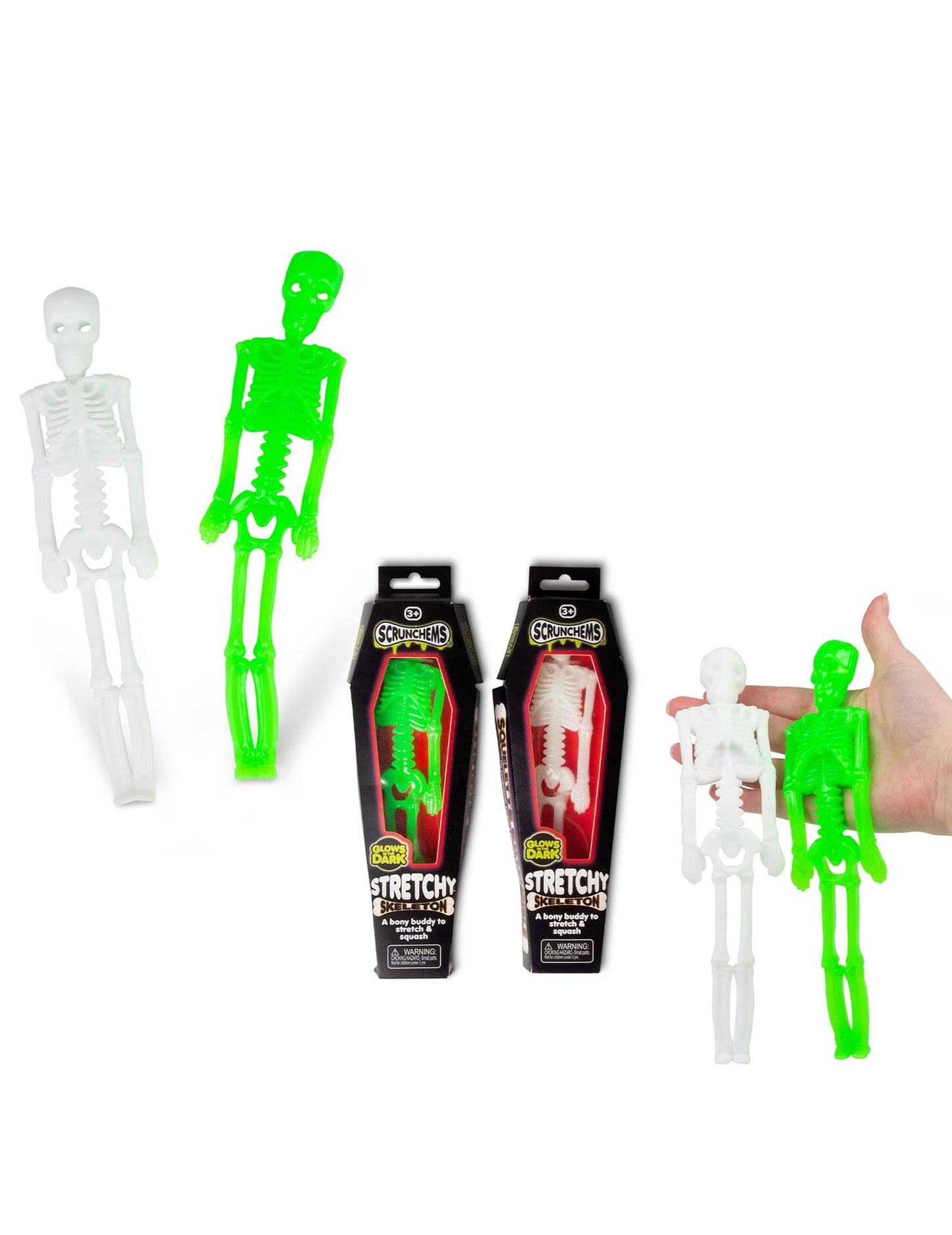 Scrunchems svítící ve tmě strečová kostra hračka