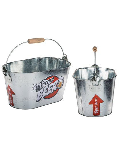 Kovový kbelík na studené pivo