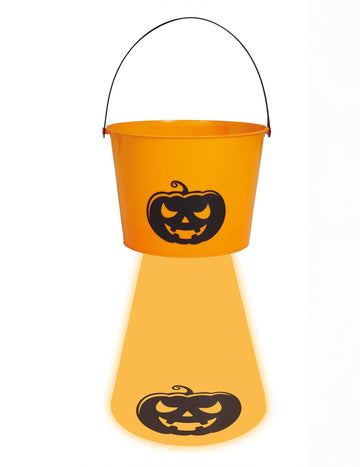 Oranžová dýňová svítící kyblík na bonbóny