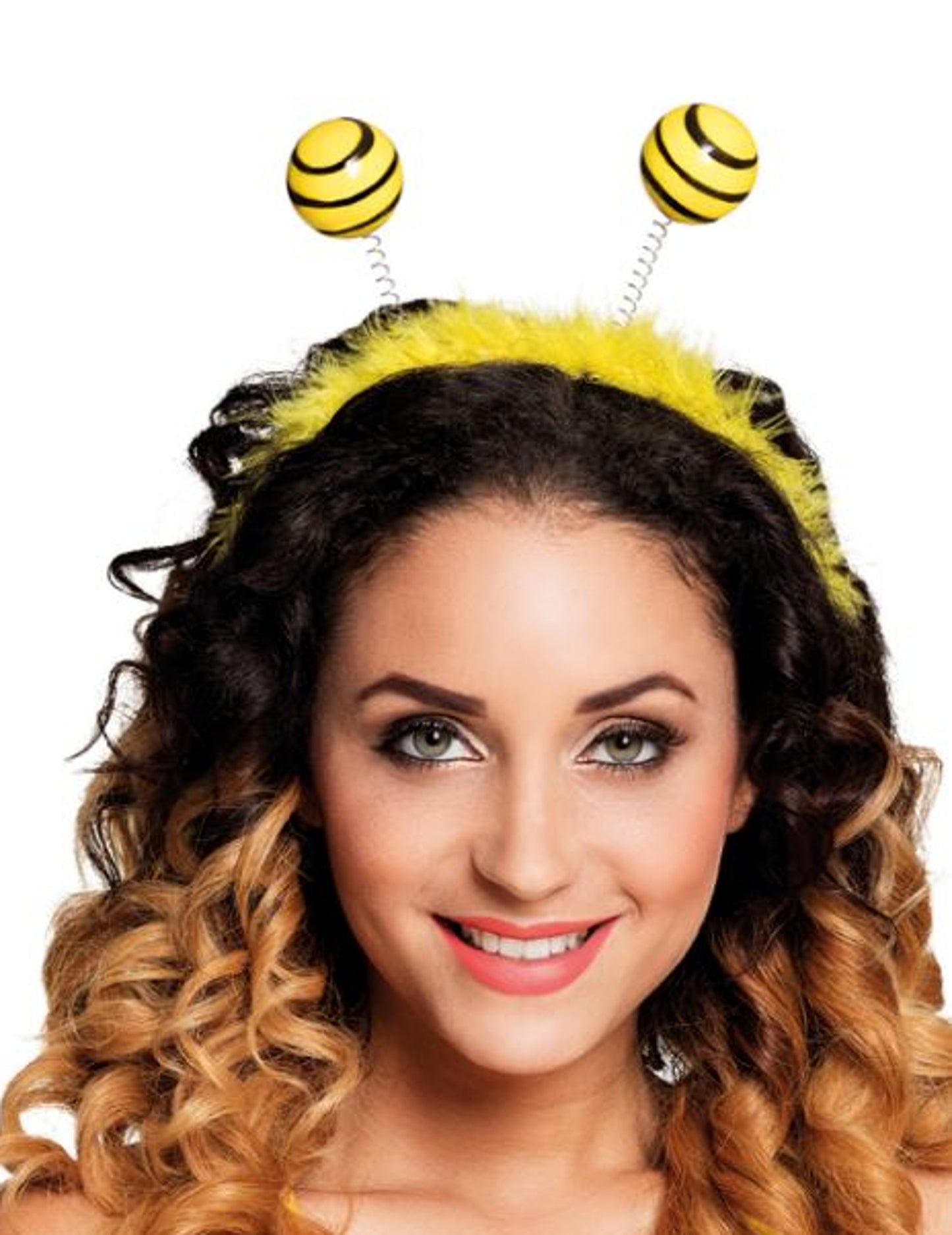 Serre-tête abeille pour adulte jaune et noir avec antennes sur ressorts