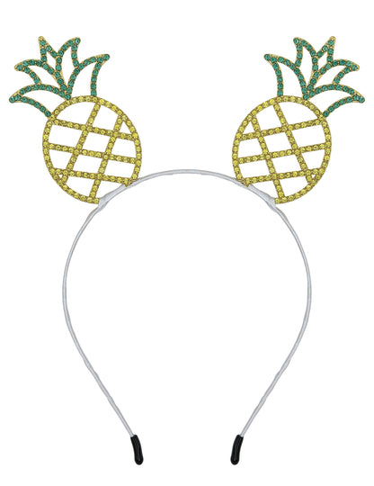 Vue de face du serre-tête ananas en métal pour adulte
