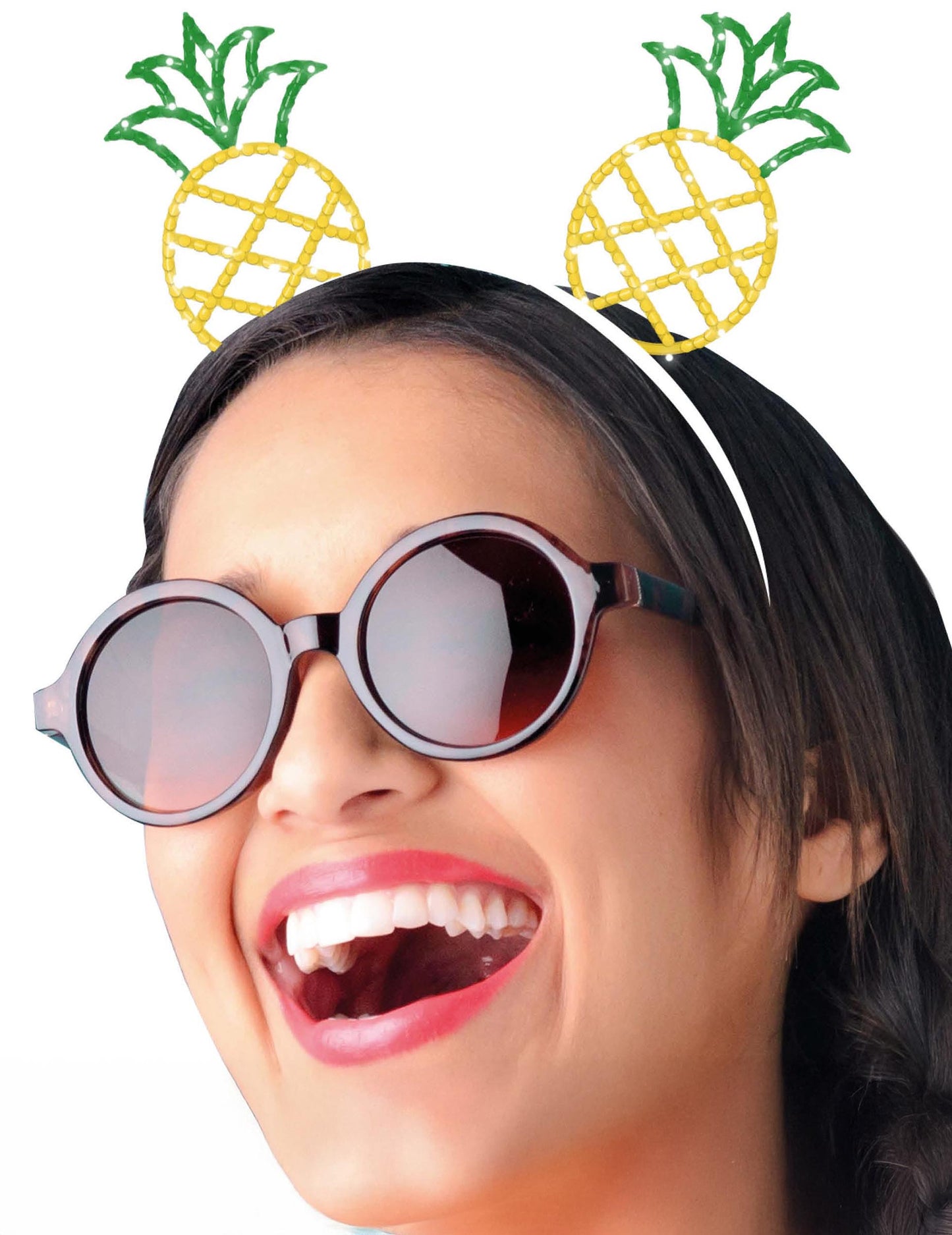 Serre-tête ananas en métal pour adulte jaune et vert