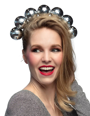 Stříbrná čelenka pro dospělé s disco koulí