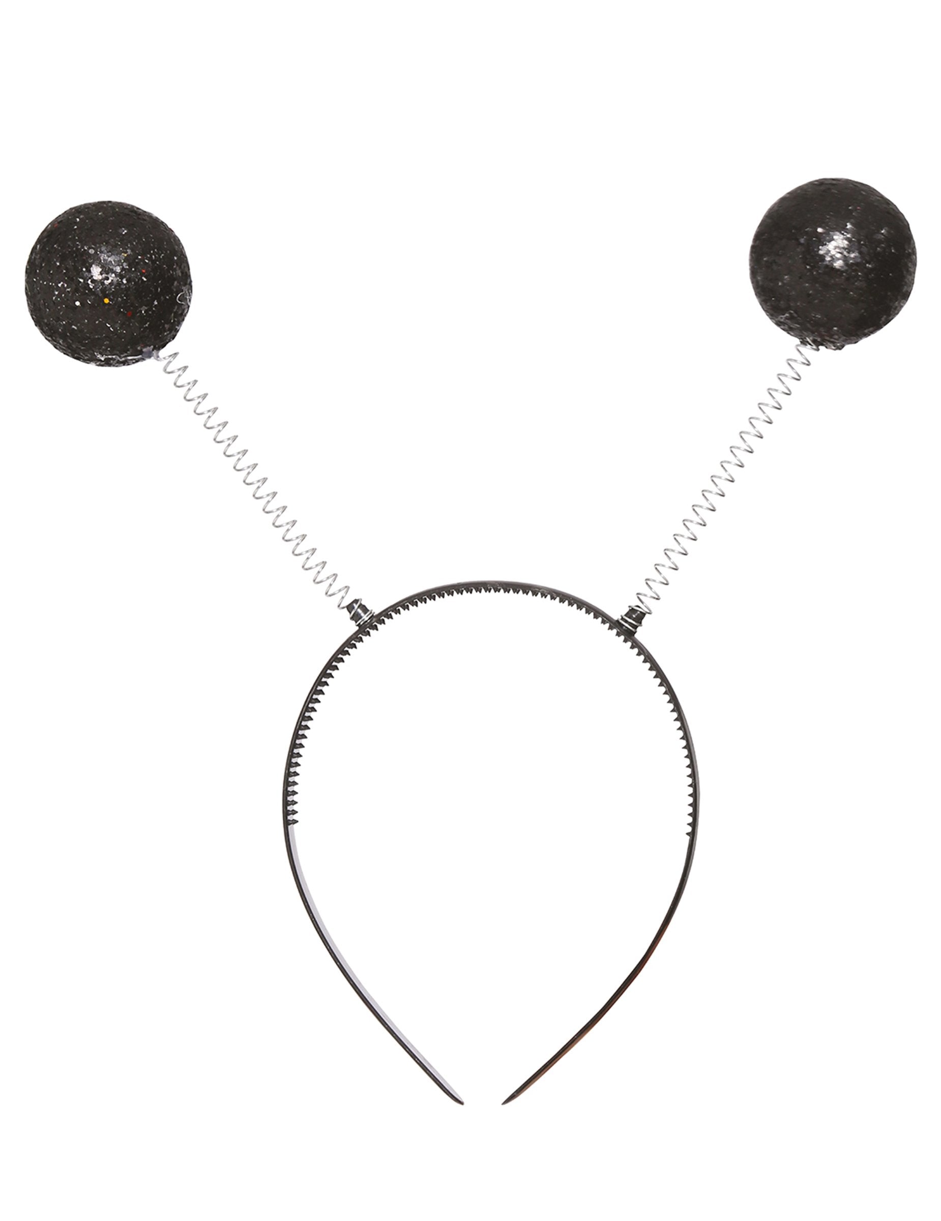 Vue de face du serre-tête boules paillettées pour adulte noires