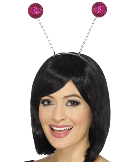 Růžová flitrovaná čelenka s kuličkami pro dospělé