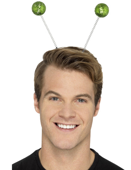 Zelená flitrovaná čelenka s kuličkami pro dospělé