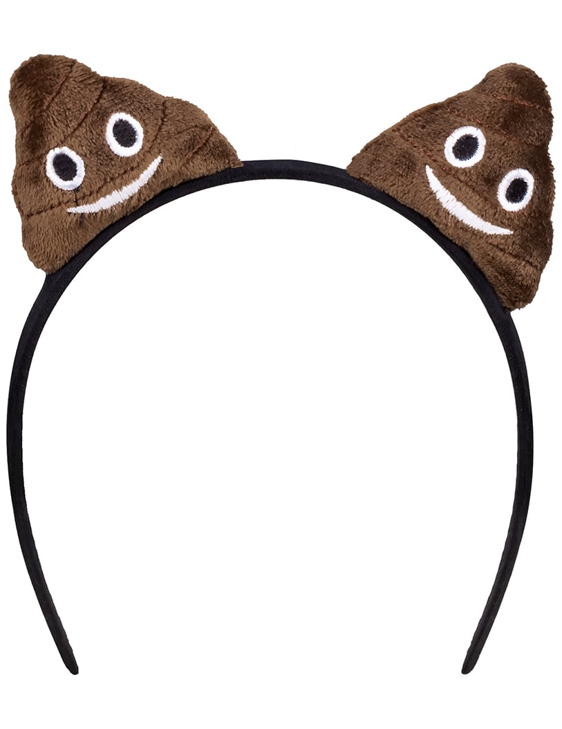 Serre-tête caca pour adulte marron avec peluches souriantes