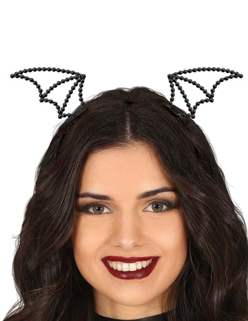 Schwarzes Strass-Fledermaus-Stirnband für Damen