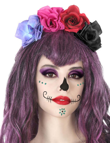 Vícebarevné květinové čelenky dia de los muertos