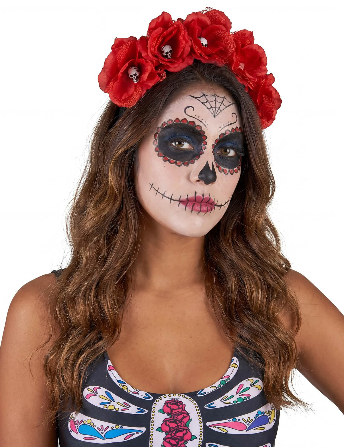 Červená květinová čelenka pro dospělé, Dia de Los Muertos