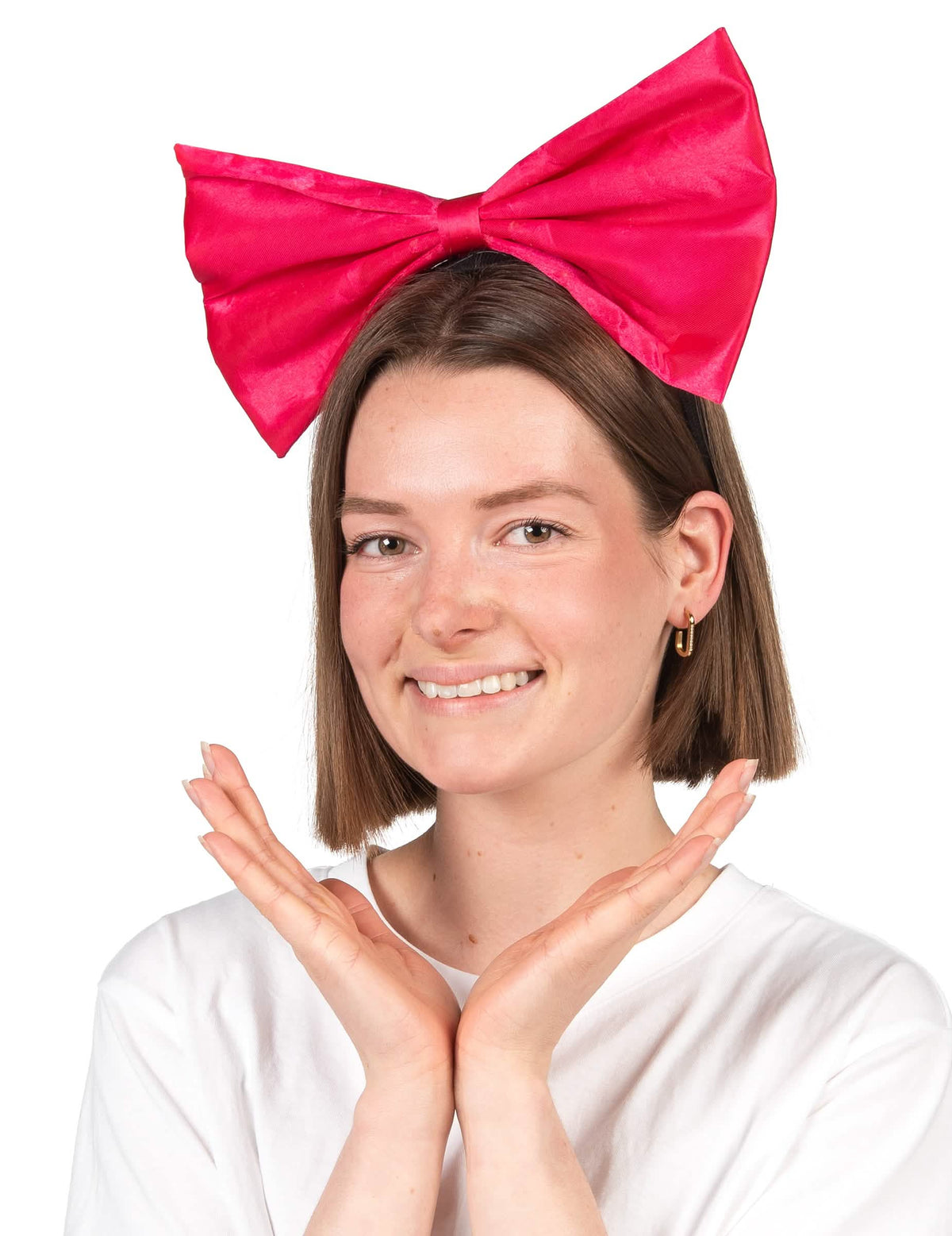 Čelenka s velkou mašlí pro dospělý neon růžová