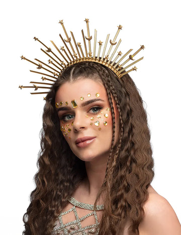 Čelenka pro dospělé s hvězdami a měsícem a svatozářem