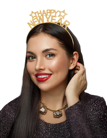 Čelenka pro dospělé s kamínky a šťastným novým rokem