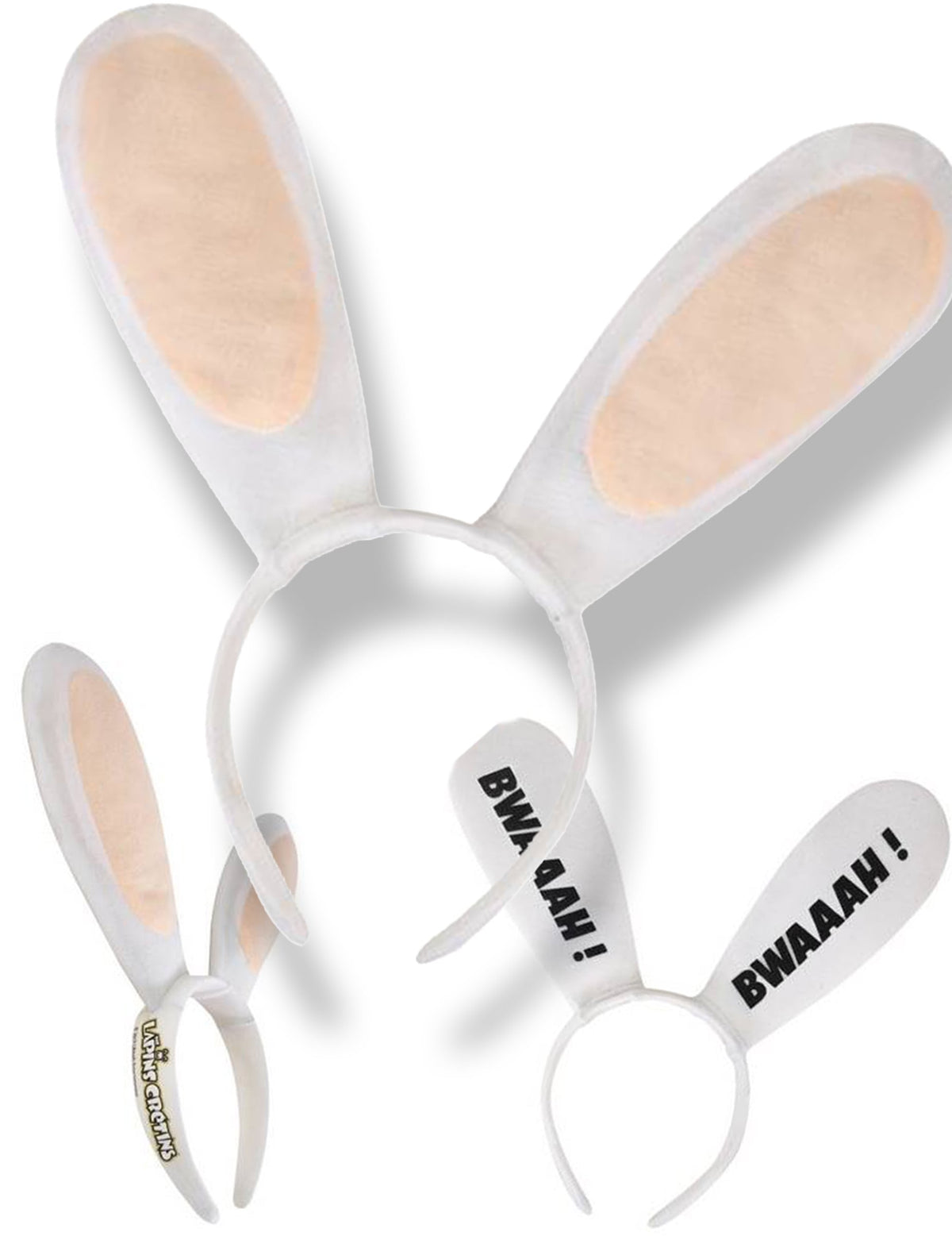 Serre-tête Lapins crétins pour adulte blanc et rose avec inscription Bwaaah
