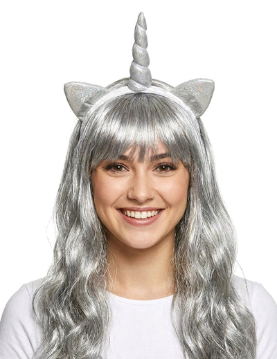 Stříbrná čelenka s jednorožcem a ušima pro dospělé