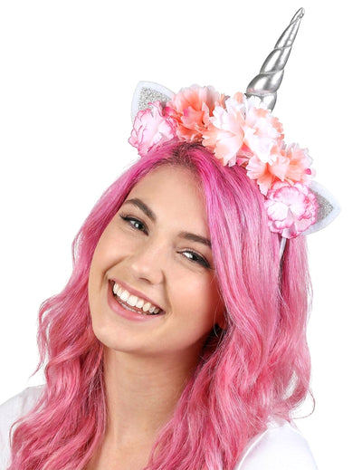 Čelenka s jednorožcem a růžovými pivoňkami pro dospělé