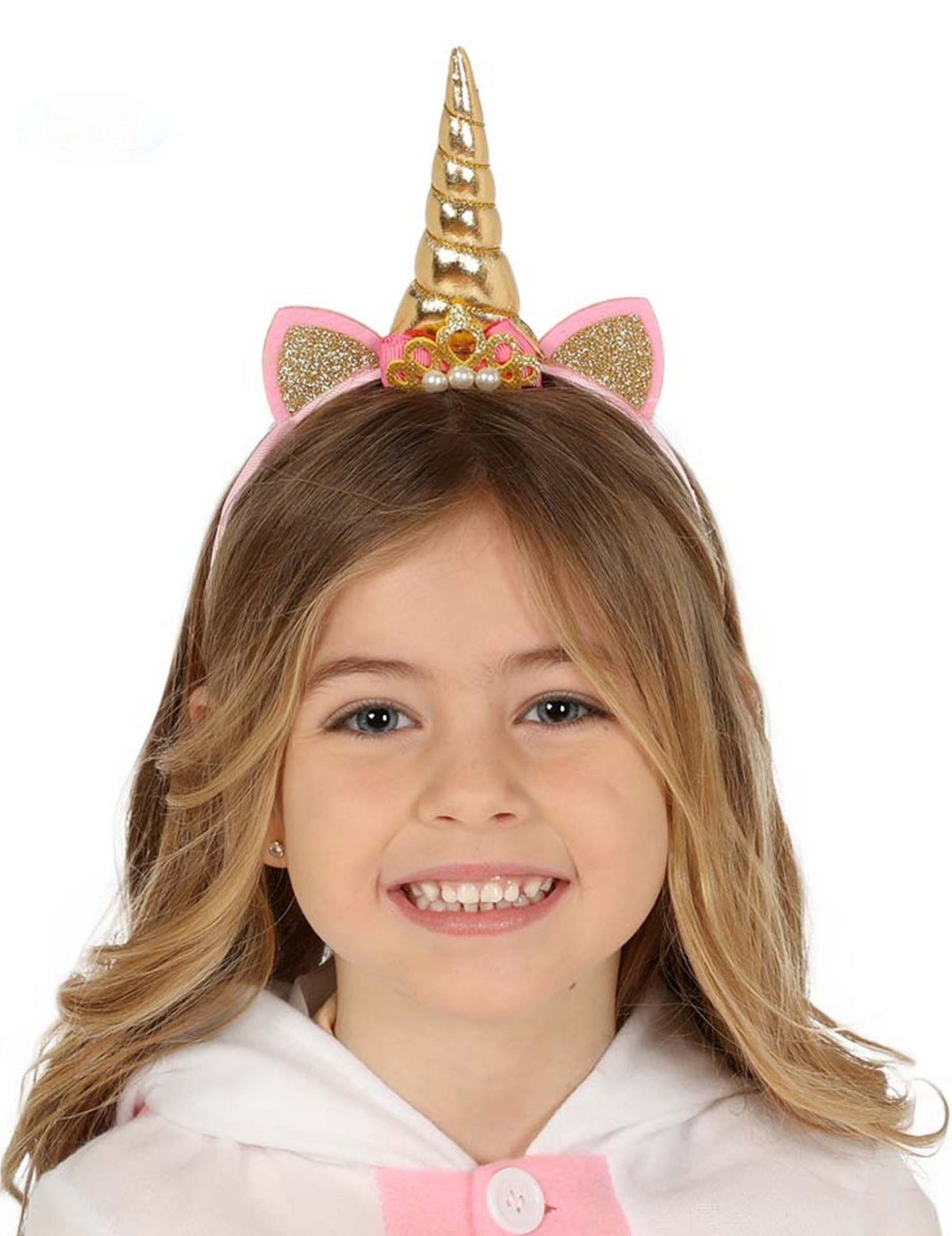 Serre-tête licorne pour enfant or et rose