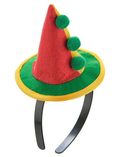 Serre-tête mini chapeau clown pointu adulte
