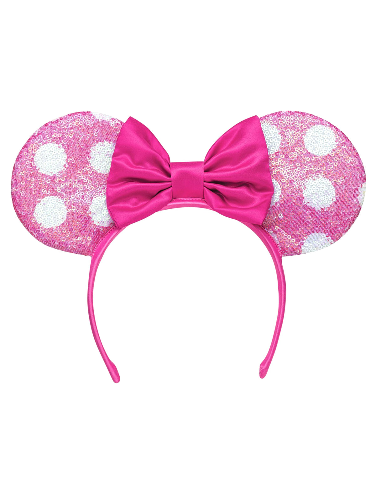 Serre-tête Minnie pour enfant rose à pois blanc avec sequins