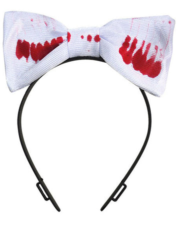 Čelenka pro dospělé s mašlí a krvavou skvrnou na Halloween