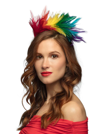 Serre-tête plumes arc en ciel adulte