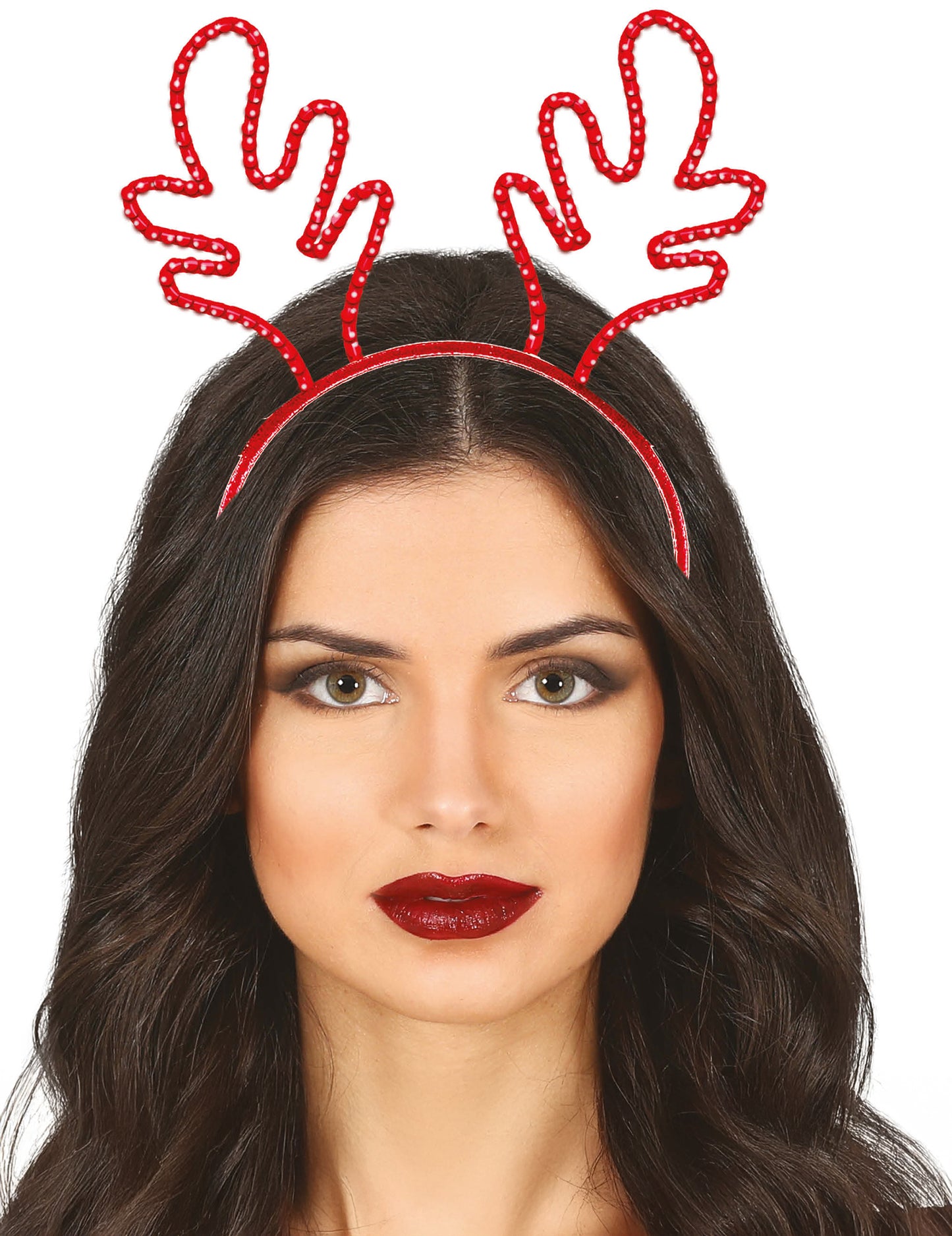 Vánoční čelenka se sobíkem a červenými kamínky