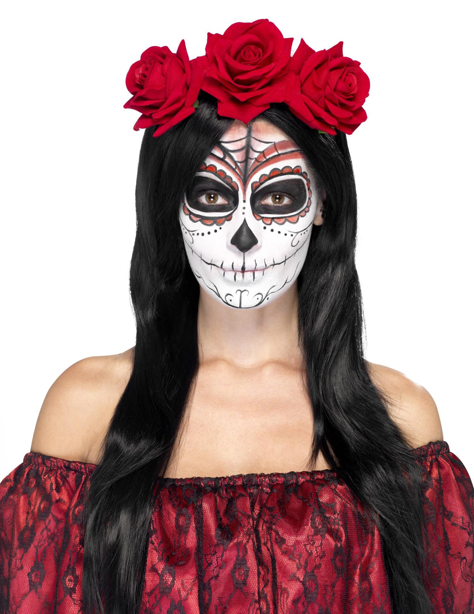 Růžový čelenka s červenými růžemi pro dospělé