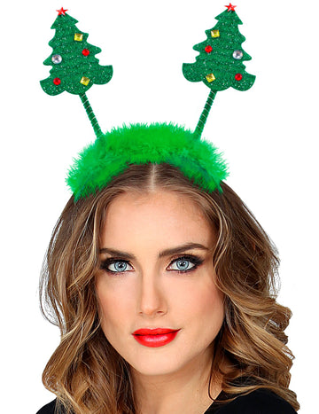 Zelená vánoční čelenka s kožešinou