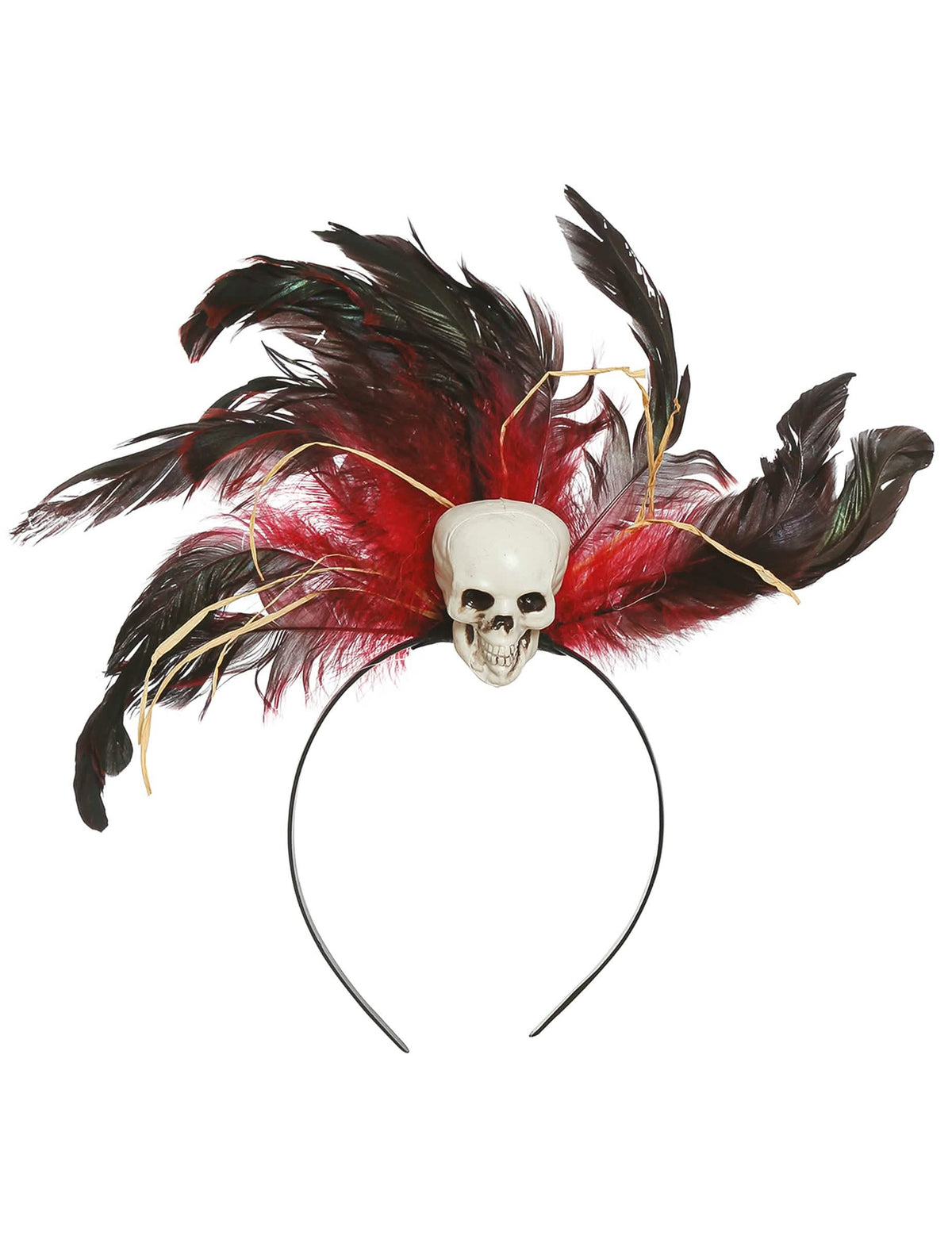Detail na lebku a peří čelenky voodoo