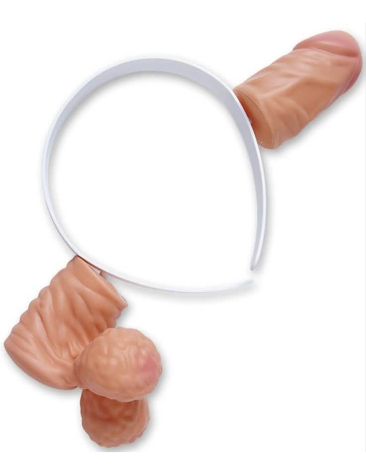Čelenka s penisem pro dospělý tělová a bílá