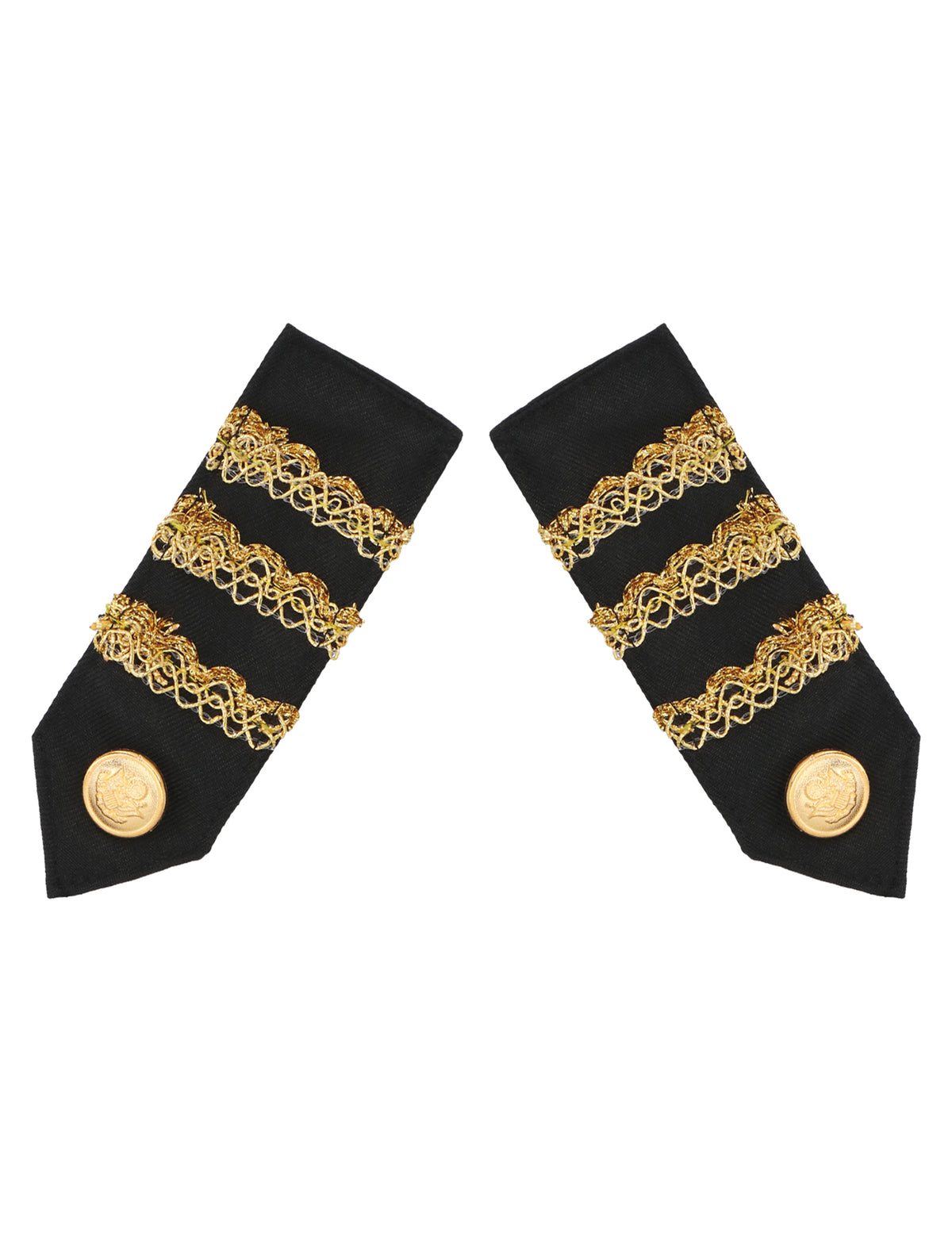 Épaulettes noires et dorées du set accessoires capitaine pour adulte