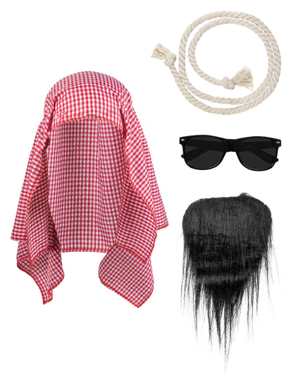 Vue d'ensemble des éléments du set accessoires cheikh arabe pour adulte